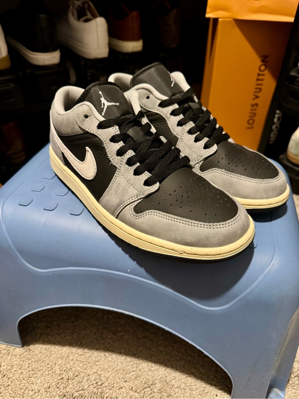 Jordan 1 Low Top Sneakers - Black, Gray & Cream